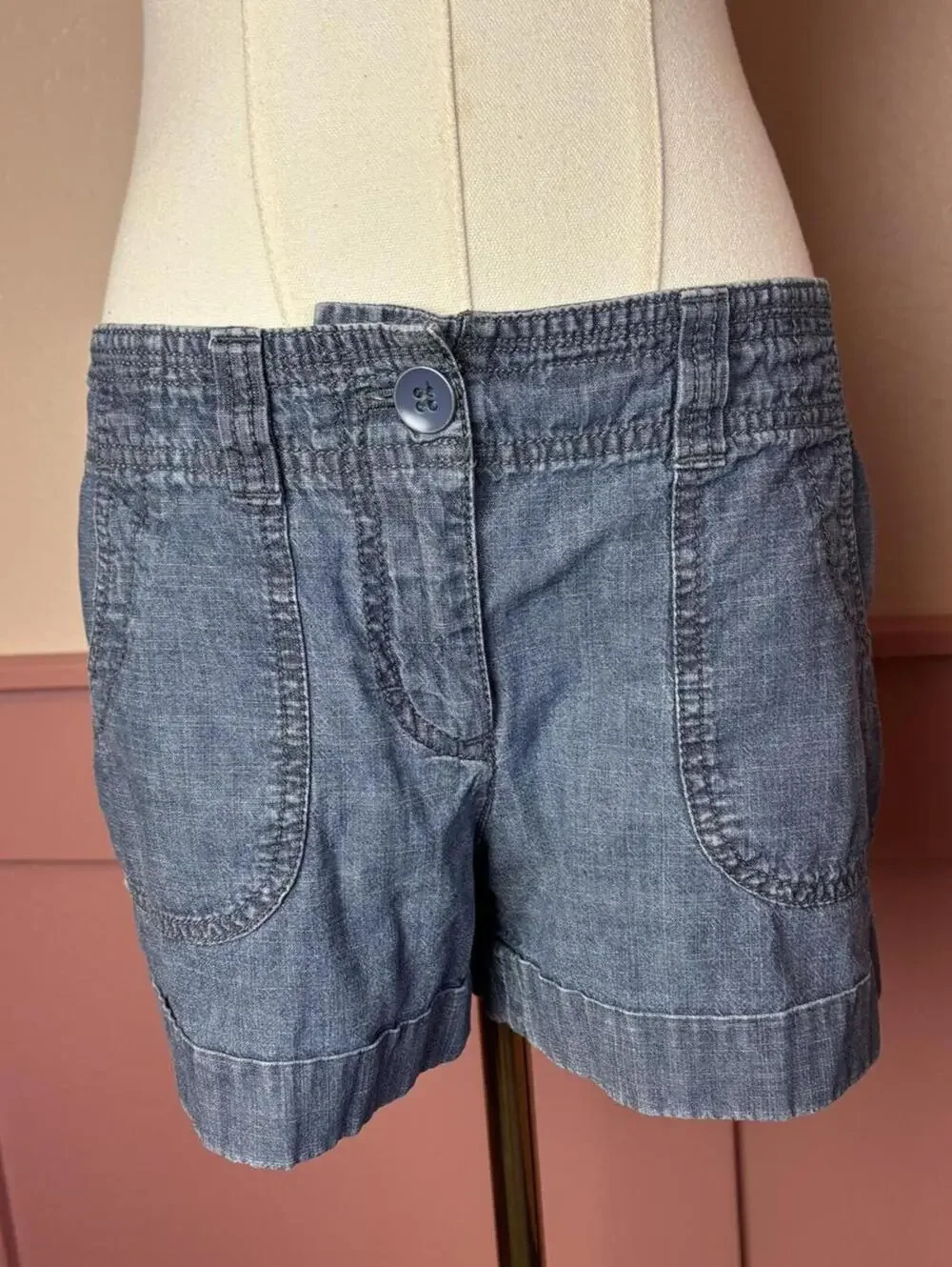 loft cuffed cargo blue shorts sz 30 cotton summer 2000s y2k
